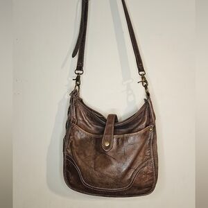 Frye Madison Campus Cognac Italian Leather Crossbody Purse Bag
